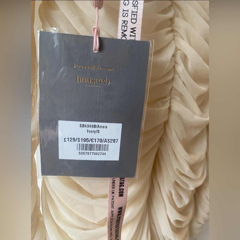 House of CB ‘ANAIS’ Ivory Tulle Off Shoulder Ruched Dress Small US4-6$195 - Picture 11 of 14